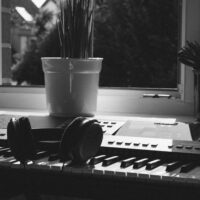 headphones and keyboard
