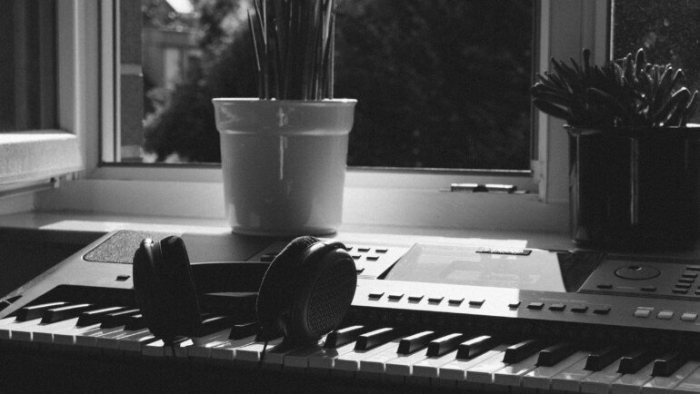 headphones and keyboard